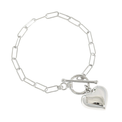 Hollow Heart Charm Link Bracelet