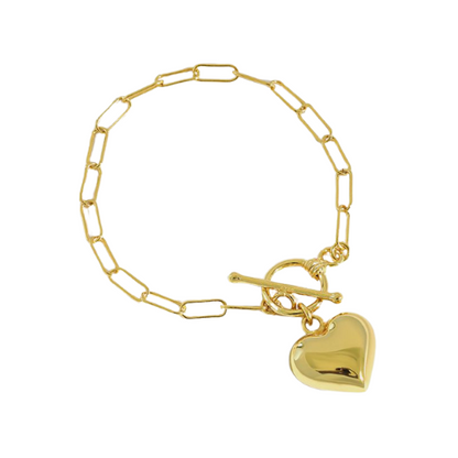 Hollow Heart Charm Link Bracelet