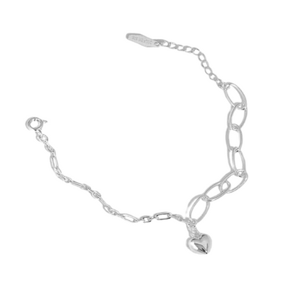 Mixed Chain with Heart Pendant Bracelet