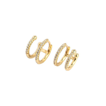 Sparkling Double Circle Hoop Earrings