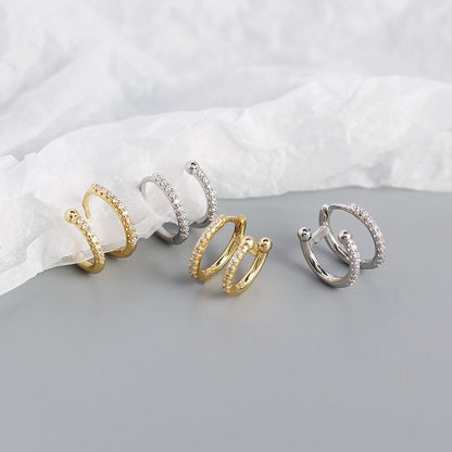 Sparkling Double Circle Hoop Earrings